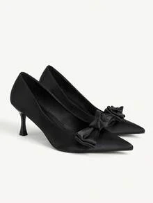 CUCCOO CHICEST Women's Shoes Black Pointed Toe Bow High Heels Elegant Date Wedding Commute Banquet Fall Shoes - Black - View 1
