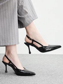 CUCCOO BIZCHIC Elegant, Simple And Generous, Fashionable And Versatile, Casual Workplace Commuter Women's Rear Empty High-Heeled Shoes - jet black - View 5