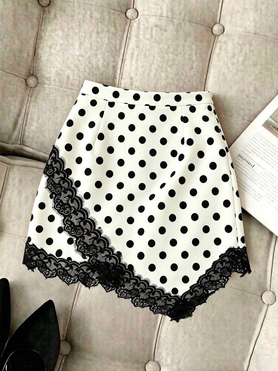 GlowEve Women's Spring/Summer New Lace Patchwork Elegant Gorgeous Skirt - Black and White - View 1