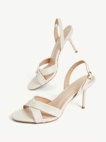 CUCCOO CHICEST Giày cao gót nữ mùa xuân/hè mới, quai chéo thanh lịch gợi cảm, mũi tròn, gót nhọn mảnh, thời trang màu champagne bạc sáng, sang trọng, sandal cao gót cho quý cô đi làm, du lịch, tiệc tùng, hẹn hò - Rượu sâm panh nhạt màu bạc - Xem 6