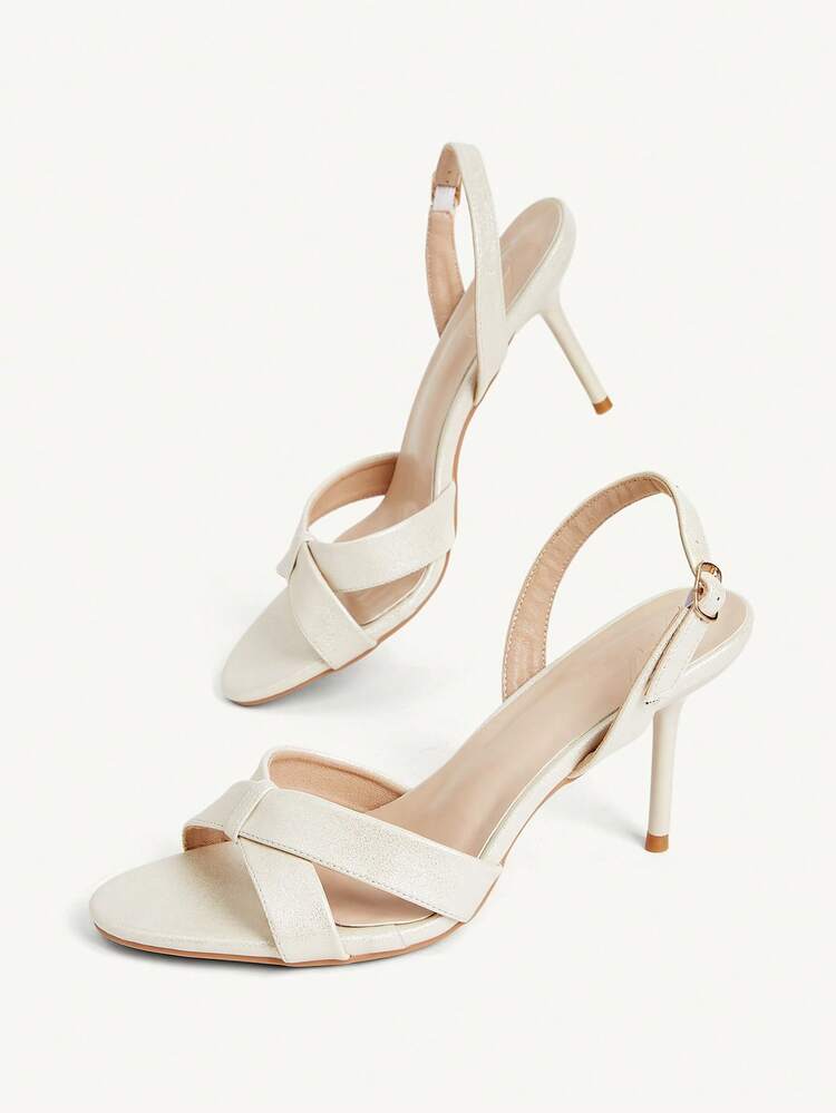 CUCCOO CHICEST Women Shoes Spring/Summer New Cross Strap Elegant Sexy Round Toe Thin Heel High Heel Fashion Light Champagne Silver Gorgeous Ladies High Heel Sandals Commuter Vacation Party Party Party Dating