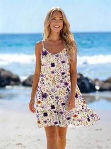Sylviya Women's Ditsy Floral Mini Ruffle Hem Camisole Dress - Multicolor - View 3