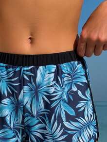 Swim SPRTY Short de plage pour femme, décontracté et polyvalent, style mature et sportif, imprimé aléatoire intégral de plantes tropicales, fleurs d'hibiscus et silhouettes florales, coloris contrastés, pour les vacances - Multicolore - Voir 4