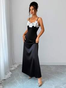Elenzga Women's Lace Patchwork Design Elegant Bodycon Dress - Black - View 6