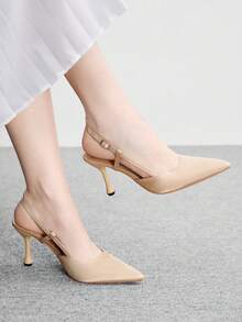 CUCCOO BIZCHIC 優雅便捷尖頭女款高跟鞋，適合女性，舒適中跟款式，適用於辦公室、婚禮、派對以及春夏季鞋款 - 杏色.. - 查看 6