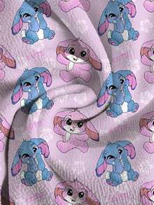 PopScrub Women's Scrub Uniform Top With Cute Rabbit Print Pattern, Suitable For Children, Pet Hospital Work White Autumn Schoolgirl - Multicolor - View 3