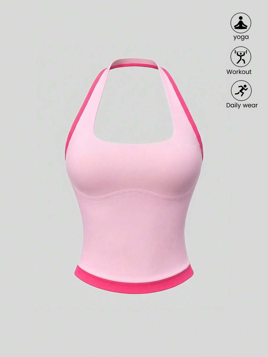 SHEIN Sweetro 方領撞色滾邊運動背心上衣 - 彩色 - 查看 1