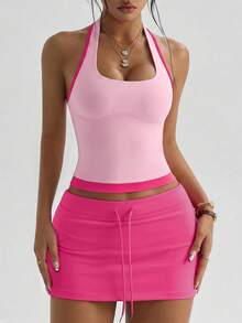 SHEIN Sweetro 方領撞色滾邊運動背心上衣 - 彩色 - 查看 4