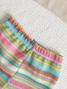 SHEIN Baby Girl Striped Print Ruffle Trim Floral Decor T-Shirt And Shorts Casual Outfit - Multicolor - View 5