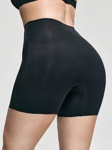 SHAPORA Plusstorlek Dam Enfärgade Höga Midjor Casual Mångsidiga Vardagskläder Shaping Shorts - Svart - Visa 2