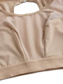 SHAPORA Top moldeador de malla transparente con contraste para mujer - Caqui - Ver 5
