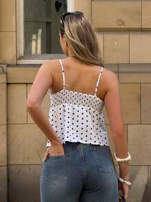 hollyjadebate Women's Casual Vacation Polka Dot Camisole For Going Out, Streetwear, Y2K , Spring/Summer White - White - View 2