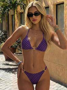 Swim Mod 26SS Spring/Summer Vacation Beach High-End Sexy Polka Dot Swimsuit Two Pieces Set - Multicolor - View 1