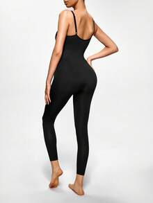 SHEIN Mono faja de tirantes control de barriga inconsútil unicolor - Negro - Ver 6