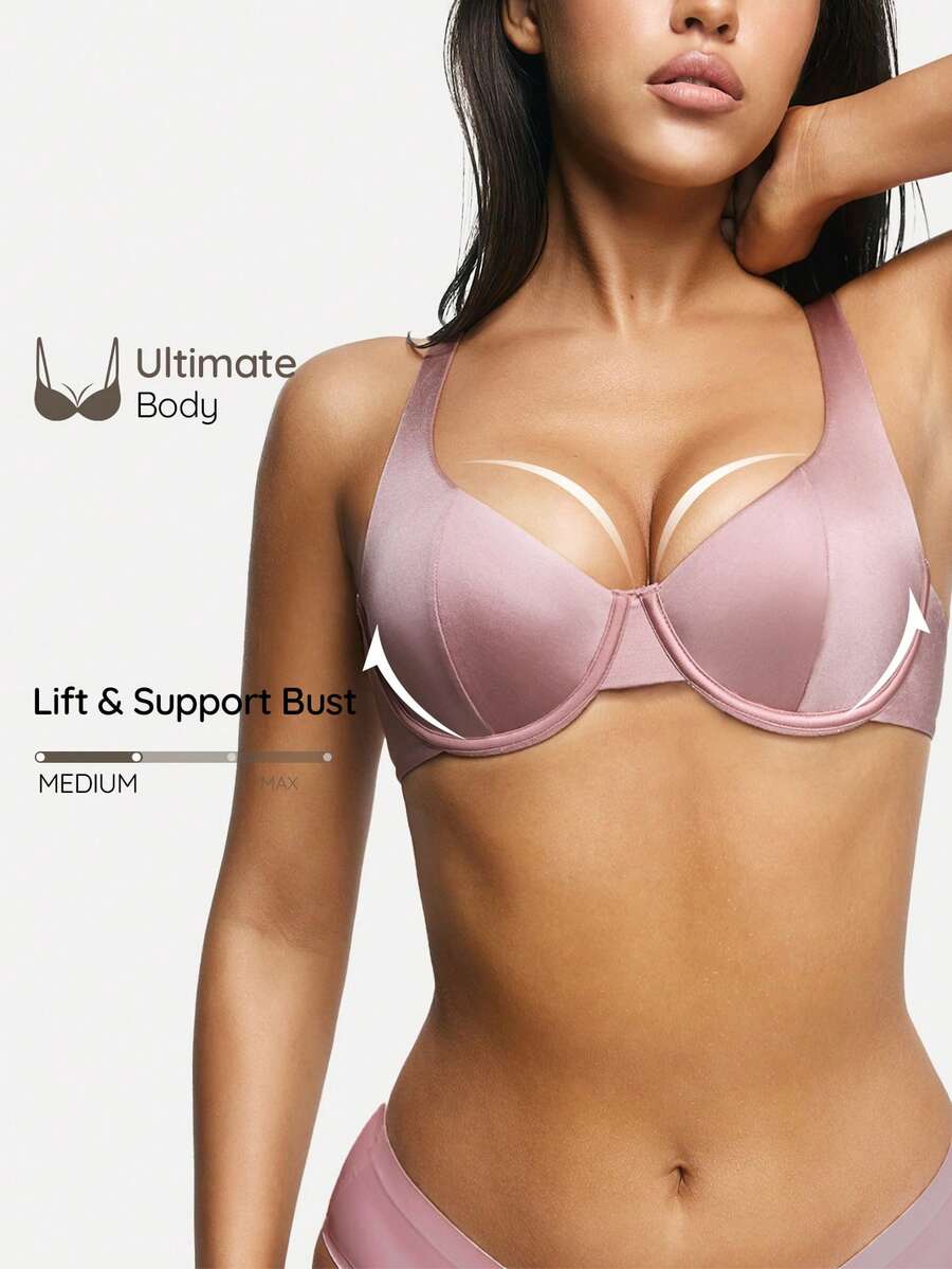 SHAPORA Leisure Women's Sexy Ultra-Thin No Pad Seamless Comfortable Bra - Pink - View 1
