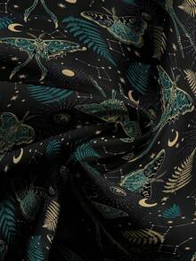 ROMWE Dark Gothic Punk Hot Girl Butterfly Moth Sun Moon Star Women's Plus Size Long Pants - Black - View 3