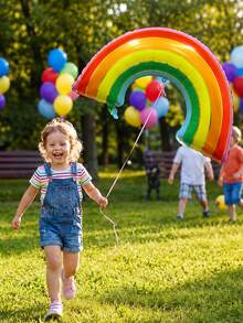 MINKOJA 1/2pcs Giant Rainbow Foil Balloon Colorful Balloon For Kids Birthday Party Decorations Photo Backdrop Party Decor, BabyShower, Party Supplies - View 1