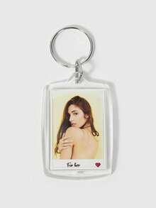 Custom 1PC Photo And Text Keychain, Personalized Acrylic Keychain, Custom Couple Keychain Photo Key Ring, Customized Logo Keychain For Birthday Gift - Multicolor - View 14