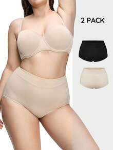 SHAPORA 2条装加大码女士简约舒适日常三角裤 - 彩色 - 查看 1