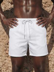 Palasendo Hombres Shorts de natación de cintura con cordón - Blanco - Ver 6