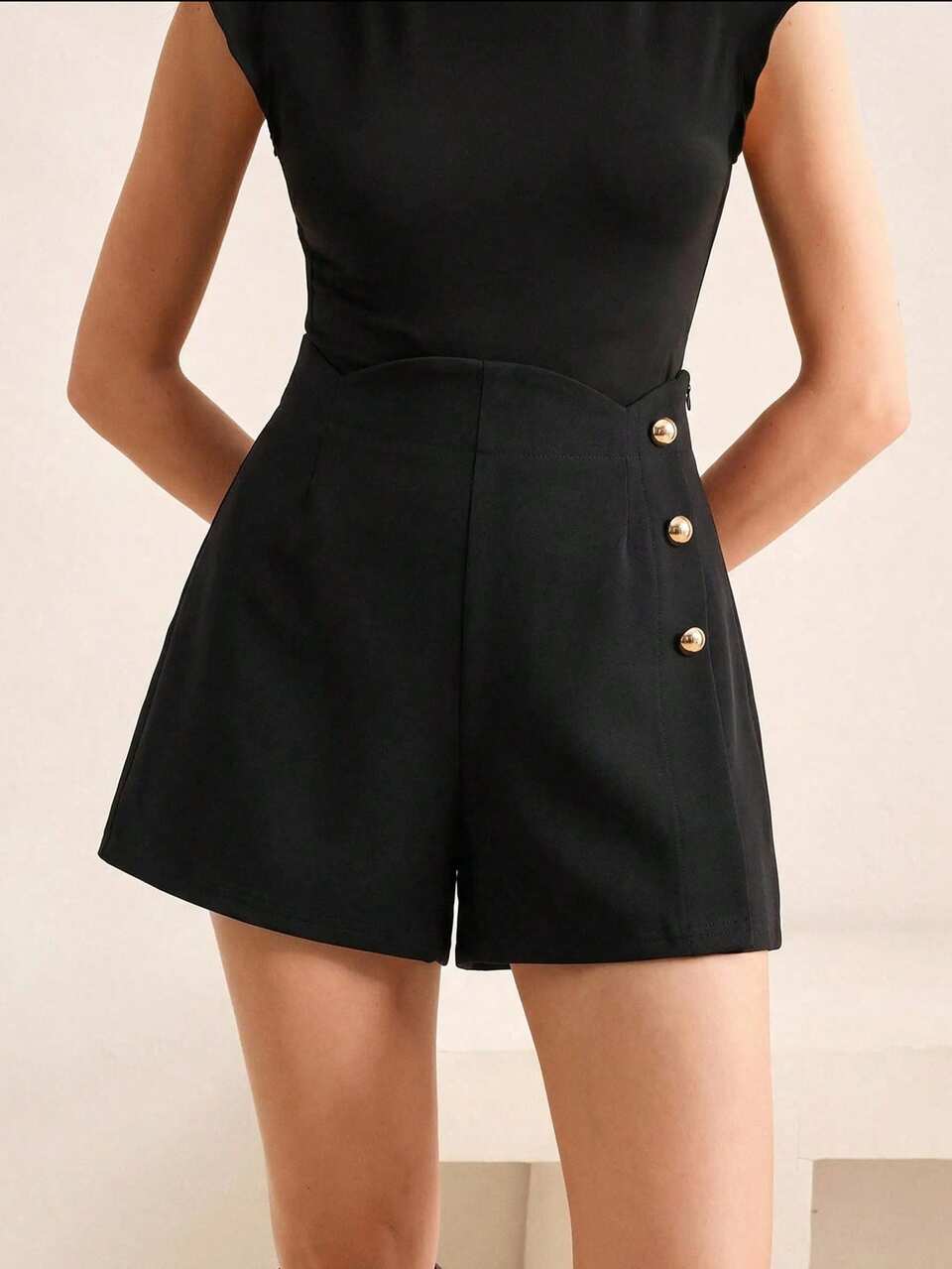 Anewsta Women's Solid Color Button Casual Girlisim Versatile Daily Wear Shorts Golf Pastal Summer