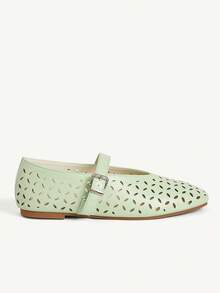 CUCCOO CHICEST Women's Shoes New Fashionable And Elegant Light Green Laser Flat Mary Jane Shoes, Holiday Dating Commuting Wear - Light green - View 3