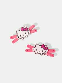 HELLO KITTY AND FRIENDS | SHEIN 4件組 Sanrio 波點粉色蝴蝶結鴨嘴夾 多功能瀏海邊緣夾 小眾頭飾 - 彩色 - 查看 4