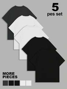 NEOREFINED Plus Size Men's Solid Color All-Match T-Shirt Fashion Versatile Summer - Black - View 2