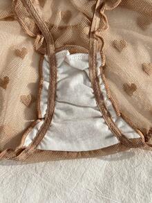 PetitDoll 3pcs/Set Random Heart Direction Sweet Heart Jacquard Mesh Ruched Ruffle Back Hollow Out Triangle Panties - Multicolor - View 5