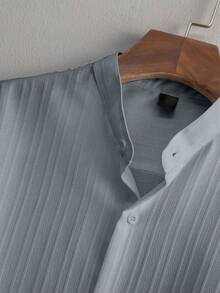 Manfinity Homme 男士2件套襯衫套裝，黑色套裝，短袖襯衫搭配長褲，彈性腰帶附側口袋，年輕街頭風，Ins熱銷，送男友禮物，成熟休閒運動街頭日常通勤百搭返校度假穿搭，送男友和丈夫的首選禮物，情侶套裝 - 深灰色 - 查看 4