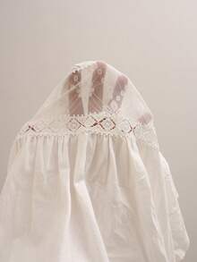 EMERY ROSE Women's Plus Size Vacation Minimalist Lace Patchwork Pleated Fashion Dress Summer Outfits For Women White Dress For Women Work Outfits For Women White - Multicolor - View 9