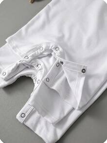 SHEIN Babygirl Summer Cute Simple Solid Color Elastic Strap Romper 3pcs Set - White - View 7