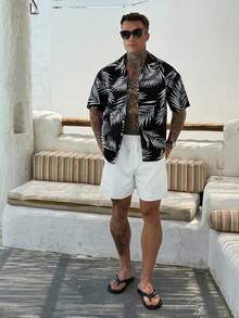 DAZY Men's Long Sleeve Top And Shorts Beach Outfit, Floral All-Over Print Vacation Summer - Multicolor - View 1