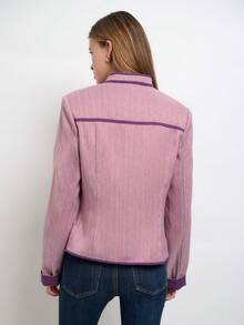 Nöista Chaqueta con ribete de detalle en contraste - Rosa Fucsia - View 8