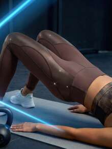 Innovista Innovista 女款高腰緊身運動內搭褲，適合健身房穿著 - 棕色 - 查看 5