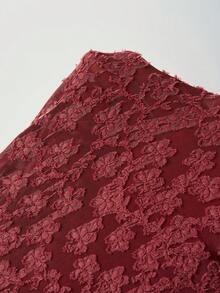 Bohemela Casual Boho Solid Color Knit Short Sleeve Women's Top Everyday Burgundy Autumn - Burgundy - View 8