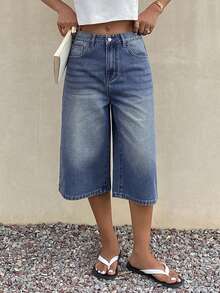 DAZY Women's Loose Casual Retro Denim Shorts, Summer New Arrival - Blue - View 3