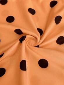 Maweii Plus Size Polka Dot BowBermuda Shorts - Orange - View 8