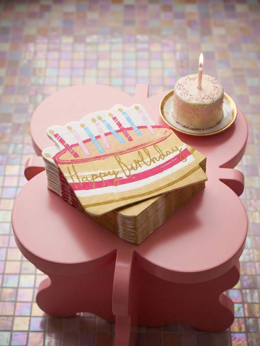 Joivida 2包生日蛋糕造型餐巾纸,一次性印花纸巾,“生日快乐”主题派对餐巾纸,可爱蛋糕和蜡烛图案,非常适合生日派对、甜点桌,柔软吸水,为您的庆祝活动增添节日气氛,非常适合装饰和清洁,是成人生日活动的理想之选,独特吸睛的餐具,适合任何派对 - 多色 - 查看 1