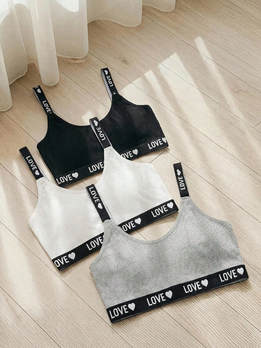 Bộ 3 Áo ngực Jacquard họa tiết chữ tối giản dành cho nữ - Nhiều màu - Xem 1