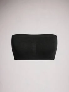 SHAPORA 3pcs/Set Women Simple Solid Color Seamless Bandeau Bra Sets For Everyday Wear CASUAL - Black - View 10