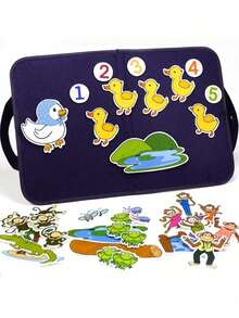 1Pc Montessori Busy Board Kids Felt Story Board Animal Interactive Scene Storytelling With 4 Themes Activity Educational Sensory Toy - Apricot - View 9