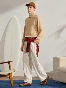 VeloEdit Kemeja Pria Tombol Depan Plain Casual - Khaki - View 8