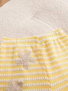 Souflis Souflis Baby Girl Starfish Pattern Yellow Striped Asymmetrical Hem Cami Top And Shorts Set - Yellow - View 7