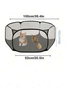 Breathable Small Pet Playpen & Cage, Ventilated Enclosure For Hamster Guinea Pig & Gerbil, Portable Collapsible Fence For Indoor Use - Black - View 2