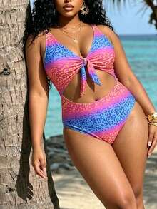 Slaydiva 2026 Nuevo Traje de Baño de Una Pieza para Mujer Talla Grande con Estampado de Leopardo Colorido para Playa de Verano - Multicolor - Ver 1