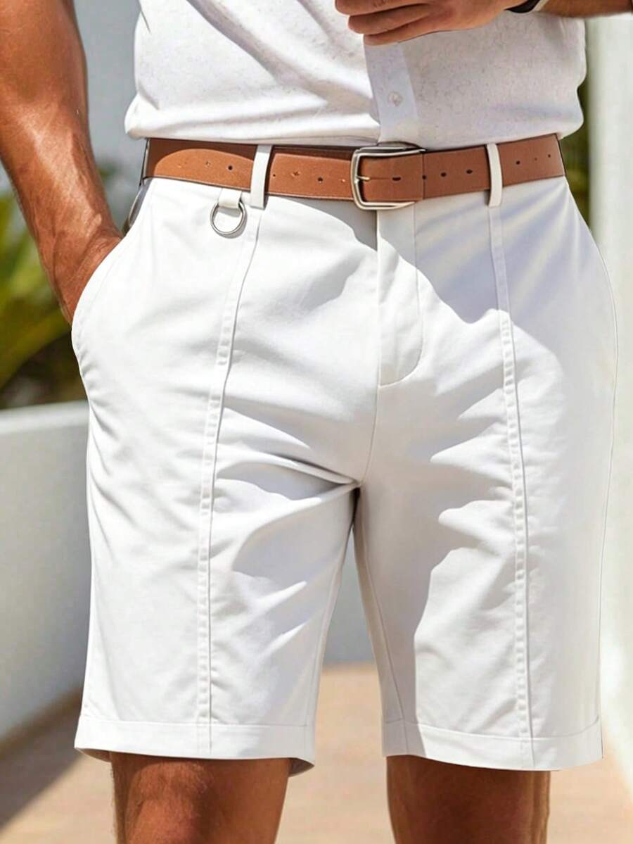 VENTUSAIL Men's Solid Color Straight Casual Shorts,White,Summer,Vacation,Holiday Versatile Bottoms For Beach,Travel,Daily Wear,Weekend Outings,Great Gift - White - View 1