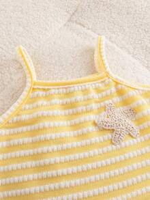 Souflis Souflis Baby Girl Starfish Pattern Yellow Striped Asymmetrical Hem Cami Top And Shorts Set - Yellow - View 4