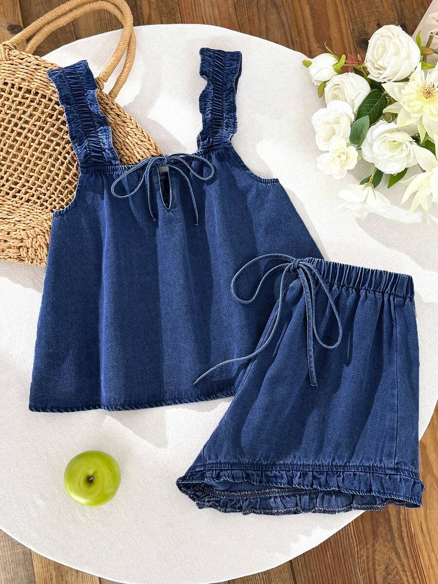Comfortcana 女款牛仔吊帶背心短褲套裝