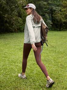 In My Nature Jaket Outdoor Wanita Polos Berkerudung - Khaki - View 4